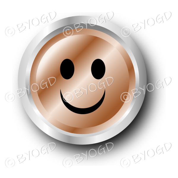 A brown smiley face button.