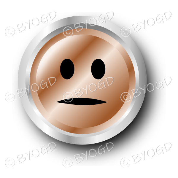 A brown flat face smiley button.