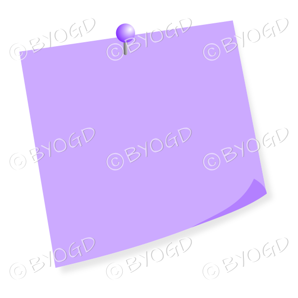 Purple pinned post-it note - add your own message!