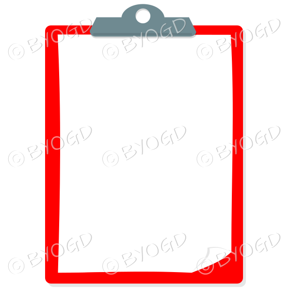 Red clipboard with white page for your own message