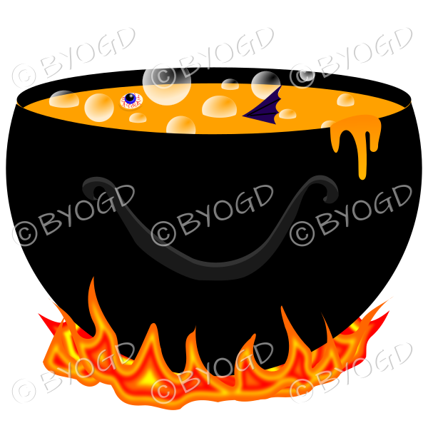 Halloween Cauldron full of scary bubbling Orange goo.