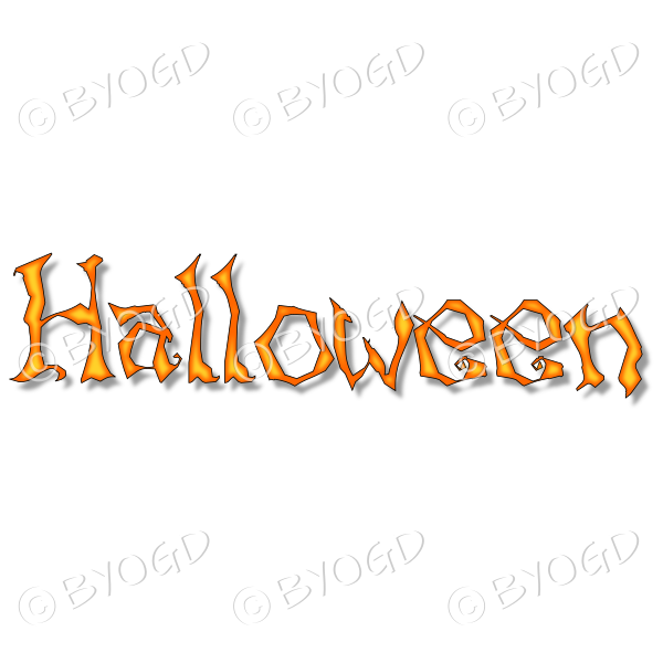 Halloween word in spooky typeface - Orange