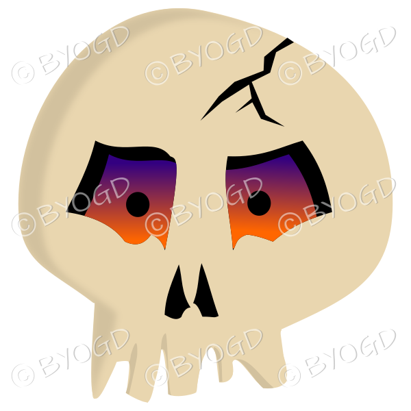 Halloween scary skull with glowing eyes.
