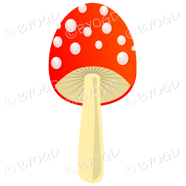 Halloween narrow red toadstool mushroom with white spots