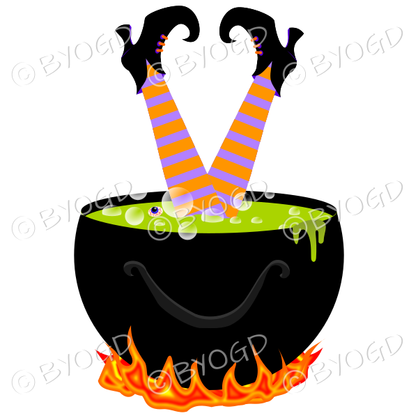 Halloween witch in a cauldron - Green
