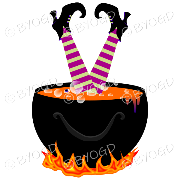 Halloween witch in a cauldron - Orange