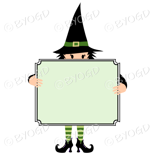 Halloween witch notice board green
