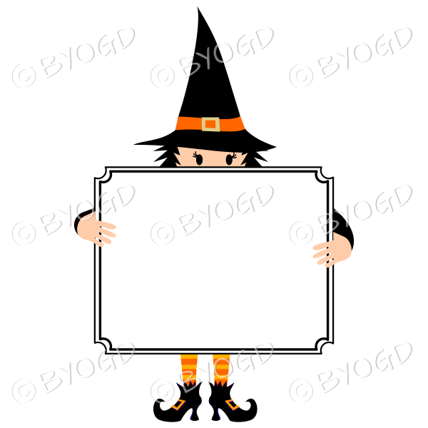 Halloween witch notice board orange