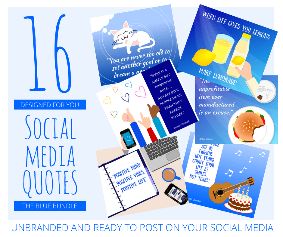 16 Blue Social Media Quotes Post Bundle