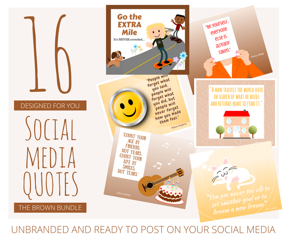 16 Brown Social Media Quotes Post Bundle