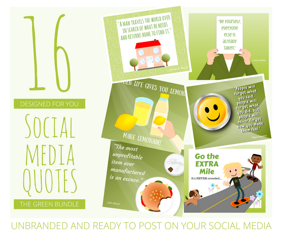 16 Green Social Media Quotes Post Bundle