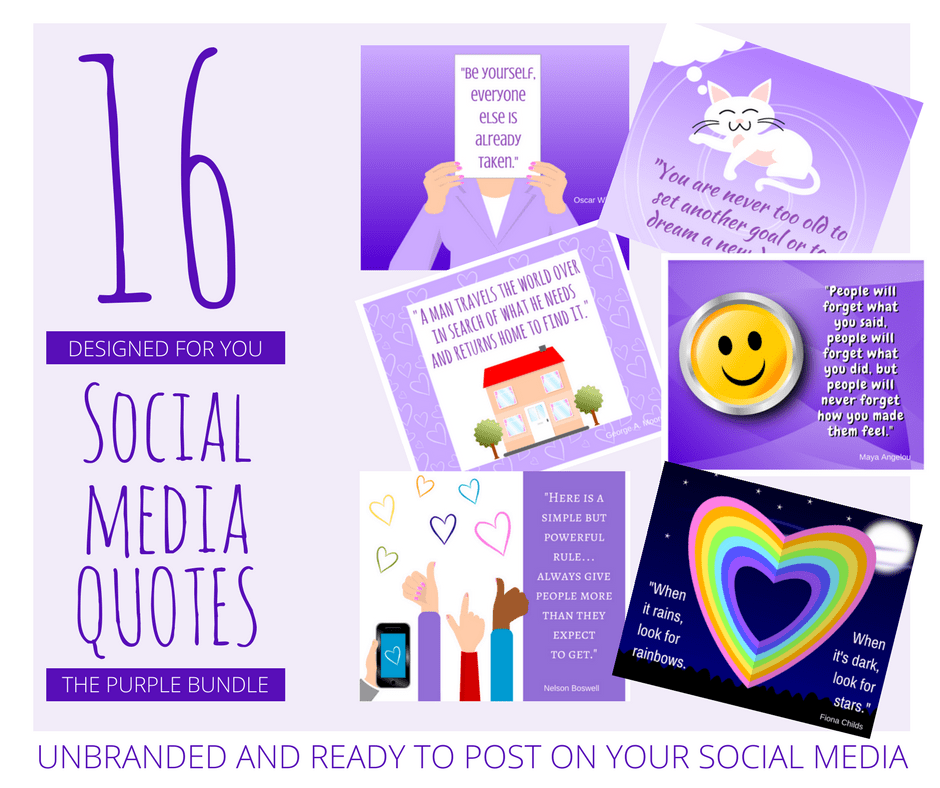 16 Purple Social Media Quotes Post Bundle