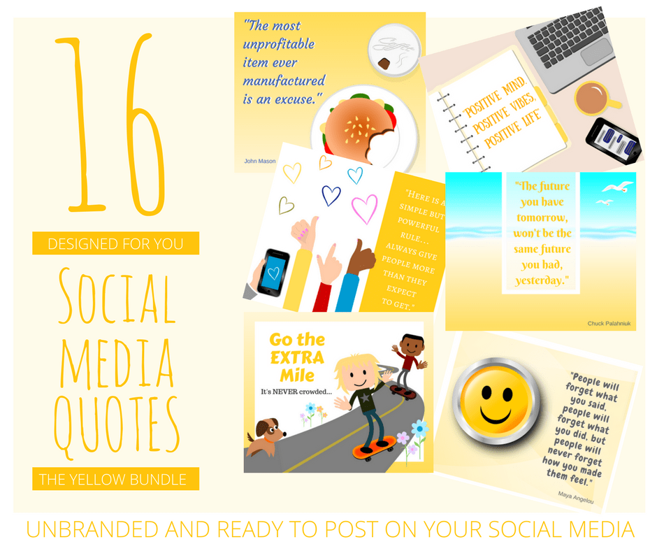 16 Yellow Social Media Quotes Post Bundle