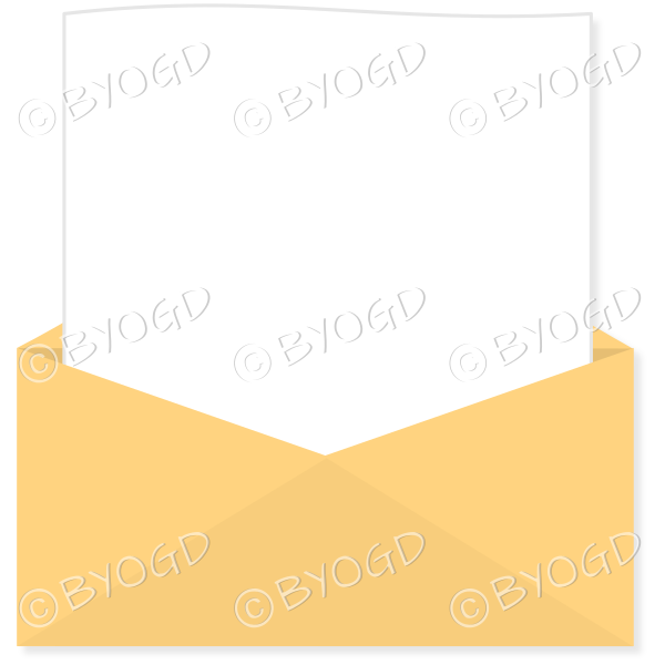 Orange envelope open with letter for your message.