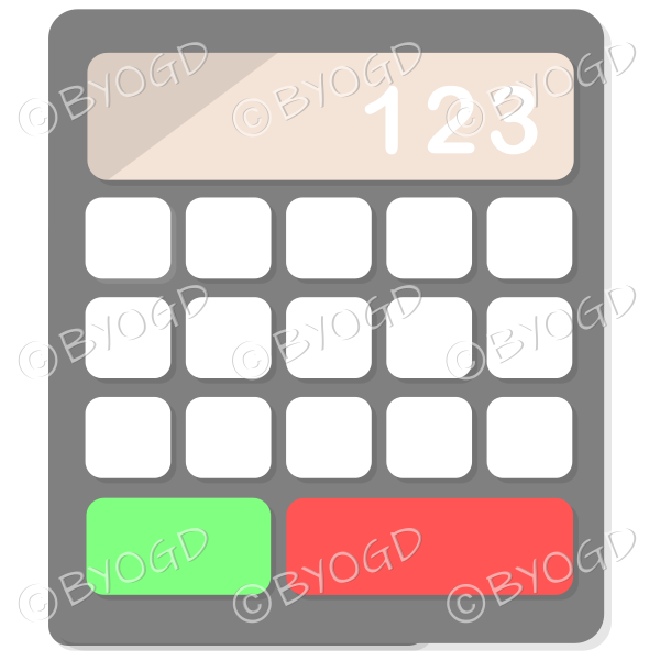 Desk calculator with light brown display bar.