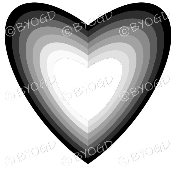 Black and White graduated heart