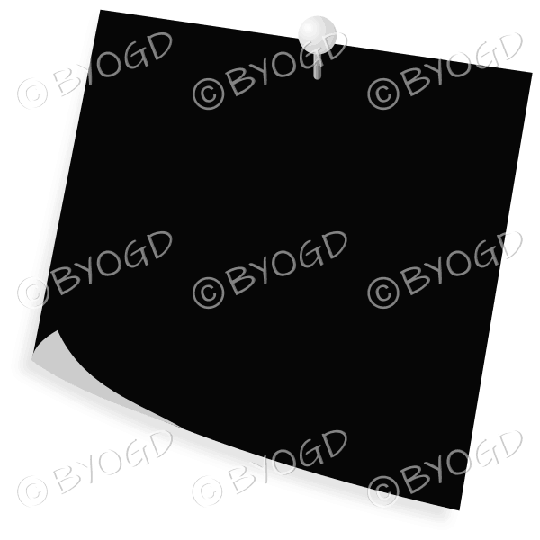 Black pinned post-it note - add your own message!