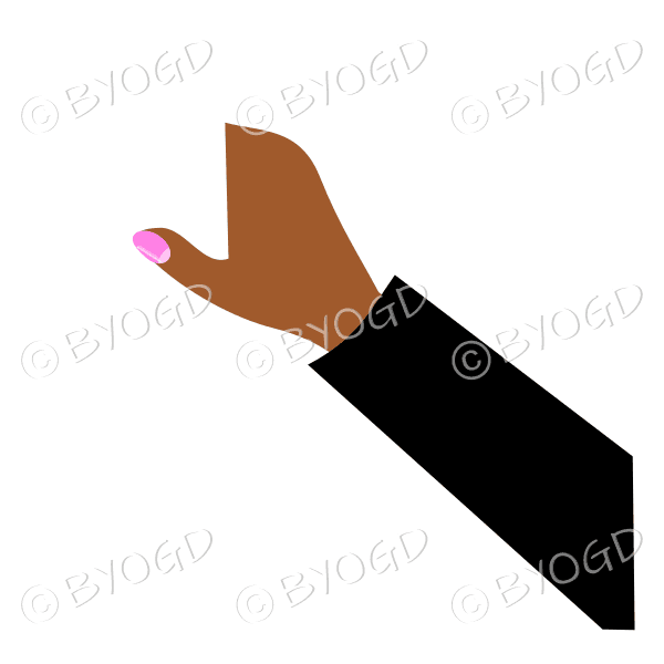 Black sleeved female hand to hold object of your choice