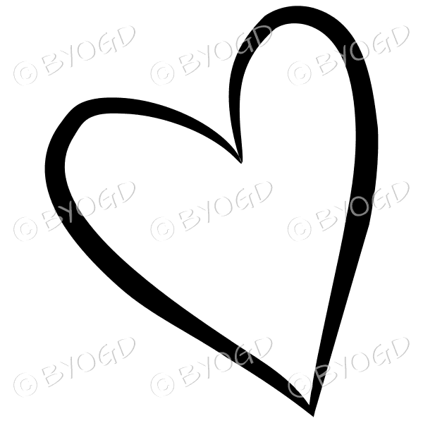 Hand drawn style black love heart.