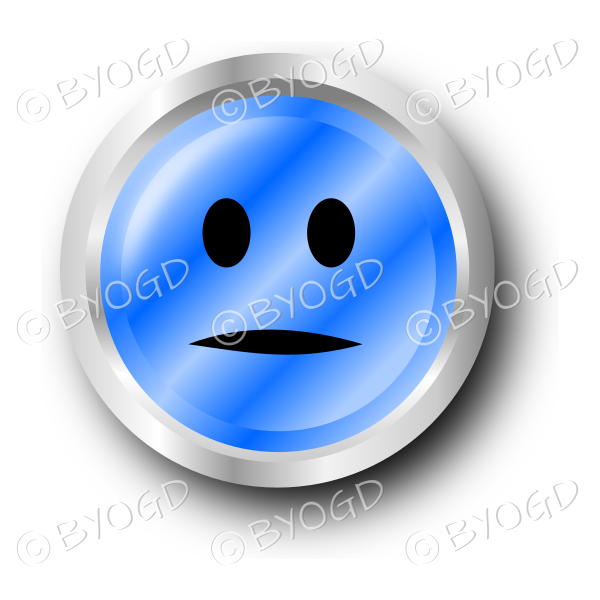 A blue) flat face smiley button.
