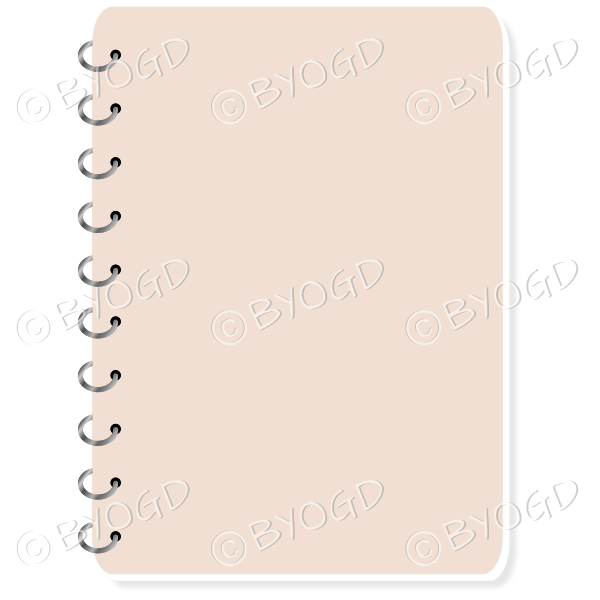 Pale brown (cream) spiral bound note book with space for title.