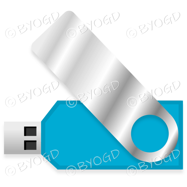 Light Blue USB memory stick for your desk.