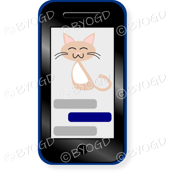 Smartphone with the image of a beige cat.