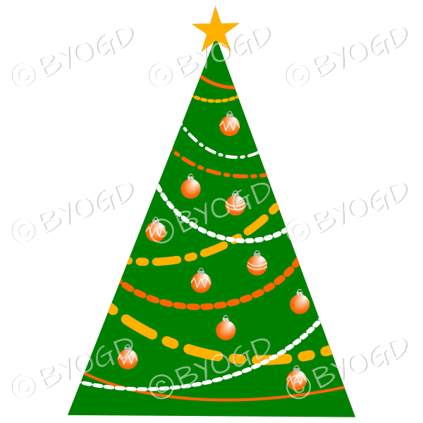 Designer Christmas tree with orange decorations
