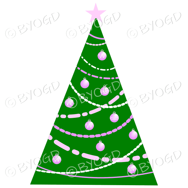 Designer Christmas tree with pink decorations