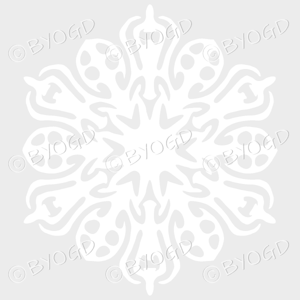White snowflake B - beautifully detailed on a clear background