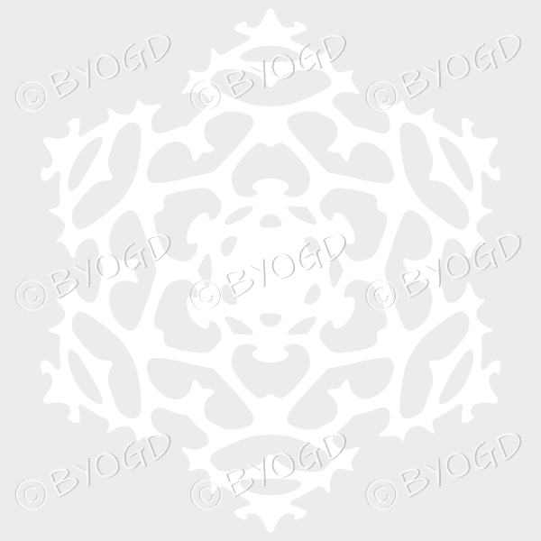 White snowflake E - beautifully detailed on a clear background