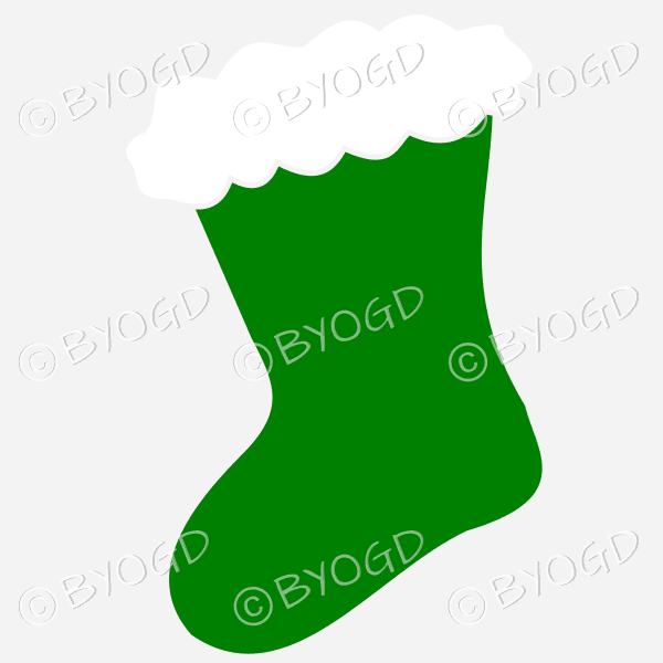 Green Christmas stocking to hang on your Xmas tree