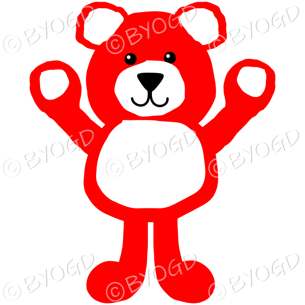 Red teddy bear with hands up for a hug!