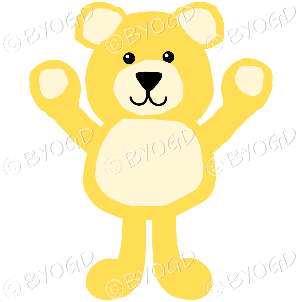 Yellow teddy bear with hands up for a hug!