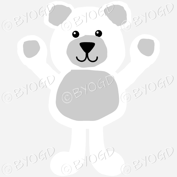 White teddy bear with arms up for a hug!