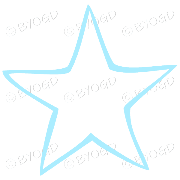 A hand-drawn style star outline in light blue.