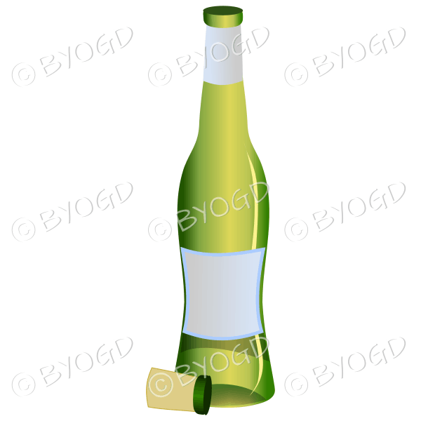 Green bottle of white wine or champagne.