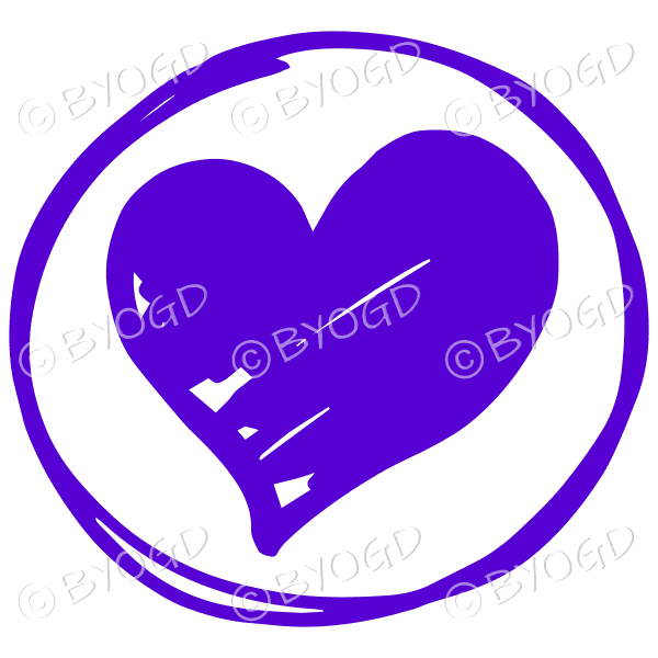 Purple heart in a clear circle for your social media