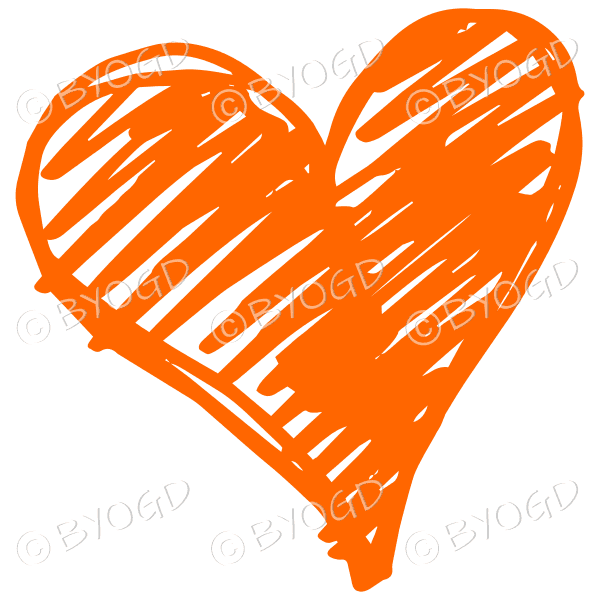 Orange heart scribble for your social media