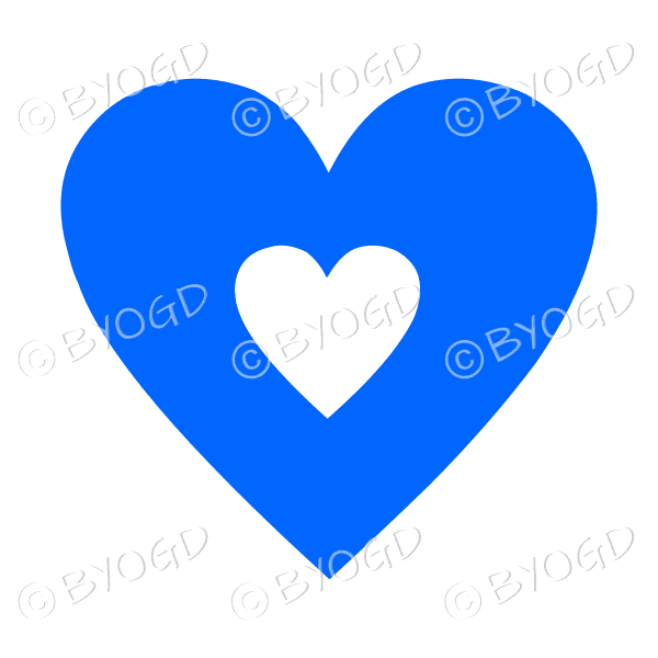 Blue love heart with clear cut out middle.