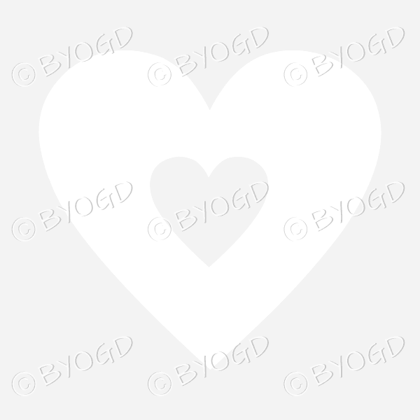 White love heart with clear cut out middle.