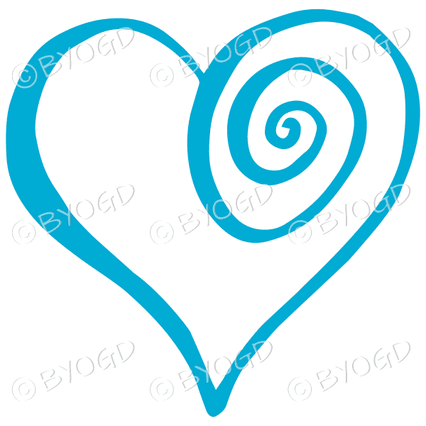 Light blue spiral heart sticker for your social media
