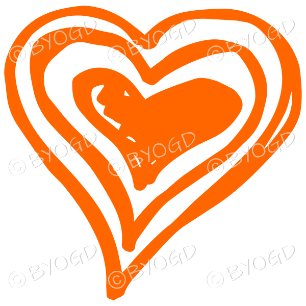 Orange triple heart doodle for your social media.