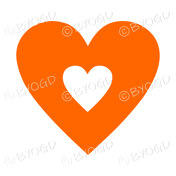 Orange love heart with clear cut-out middle