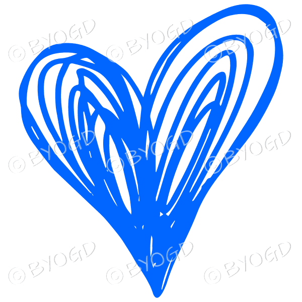 Blue heart doodle sticker