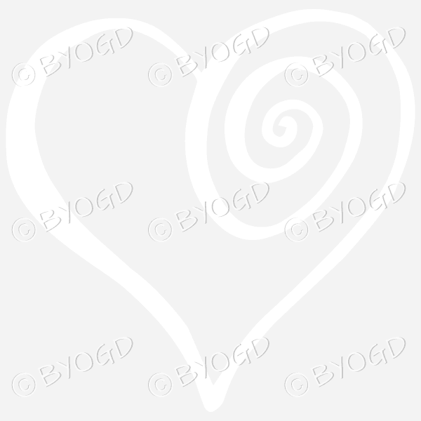 White spiral heart sticker
