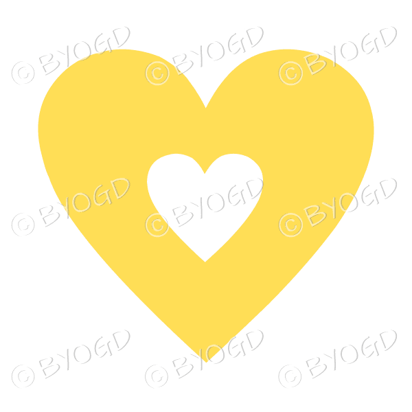 Yellow love heart with clear cut-out middle