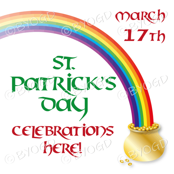 St Patrick's Day Rainbow and pot of gold - Celebrations here!