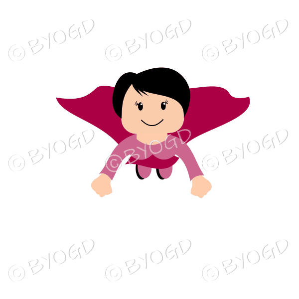 Woman superhero flying in red