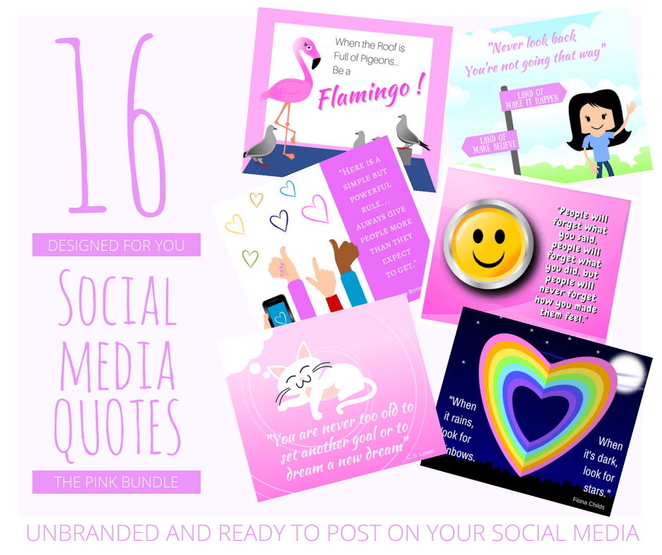 16 Pink Social Media Quotes Post Bundle
